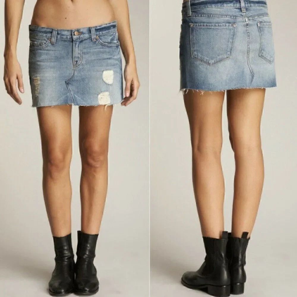 J Brand Drifter Distressed Denim Mini Skirt